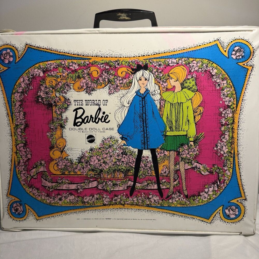 Mattel 1968 Vintage Barbie Double Doll Carrying Case the World of Barbie Vinyl